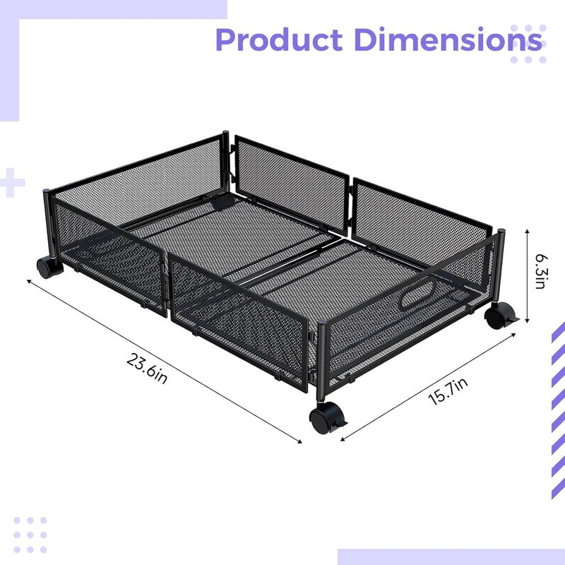 Rollable Underbed Storage Bins, Heavy Duty Black Mesh, Design For Clothing, Shoes, Bedding, Easy Access - Image 3