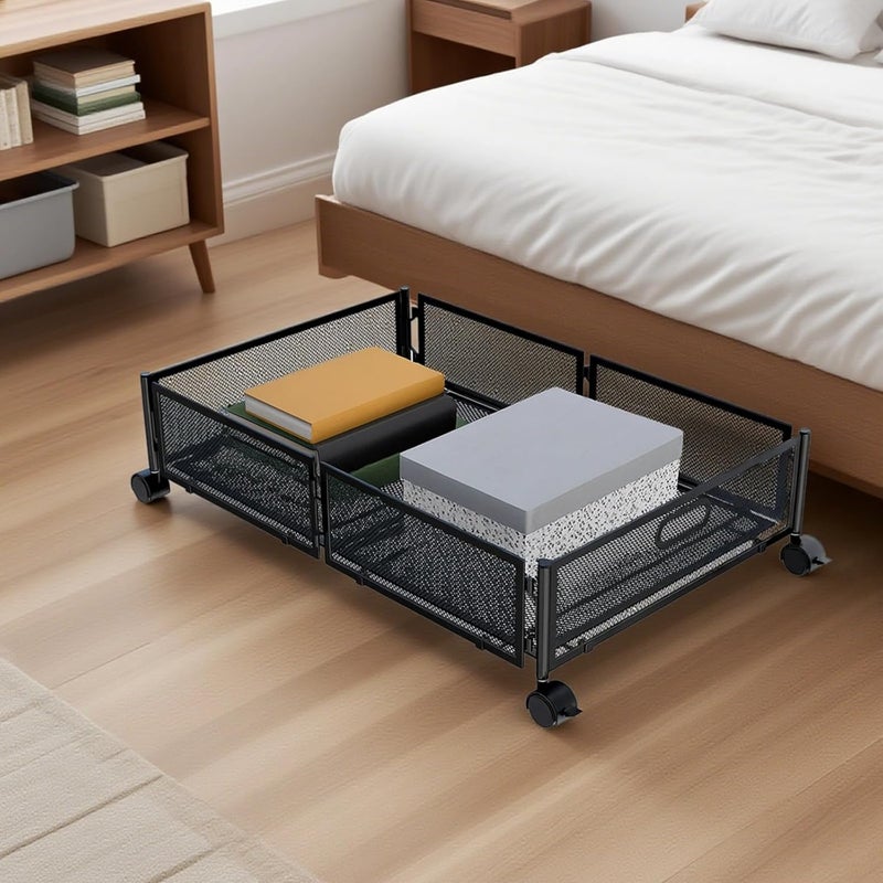 Rollable Underbed Storage Bins, Heavy Duty Black Mesh, Design For Clothing, Shoes, Bedding, Easy Access - Image 5