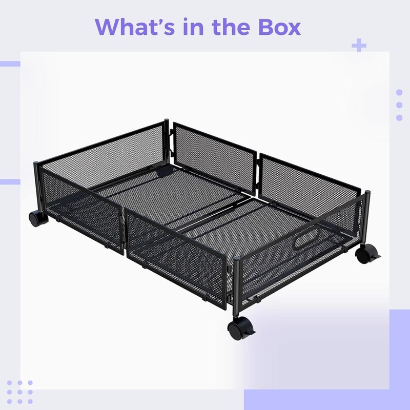 Rollable Underbed Storage Bins, Heavy Duty Black Mesh, Design For Clothing, Shoes, Bedding, Easy Access - Image 2