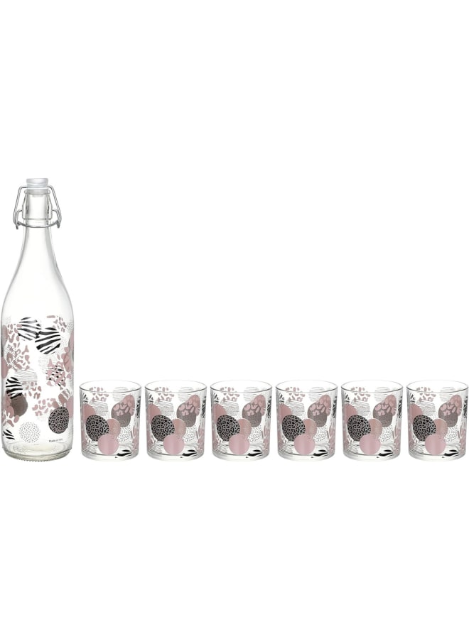 طقم  7 ق.  (زجاجة بالكليبس +6 كوب)  سافانا