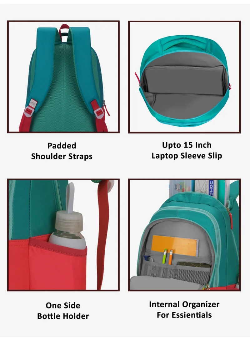Lavie  Sport 36L Fierce Backpack | 19 inches | Laptop Compatiable | Pencil Pouch |(Pink/Teal)  | Best Price UAE