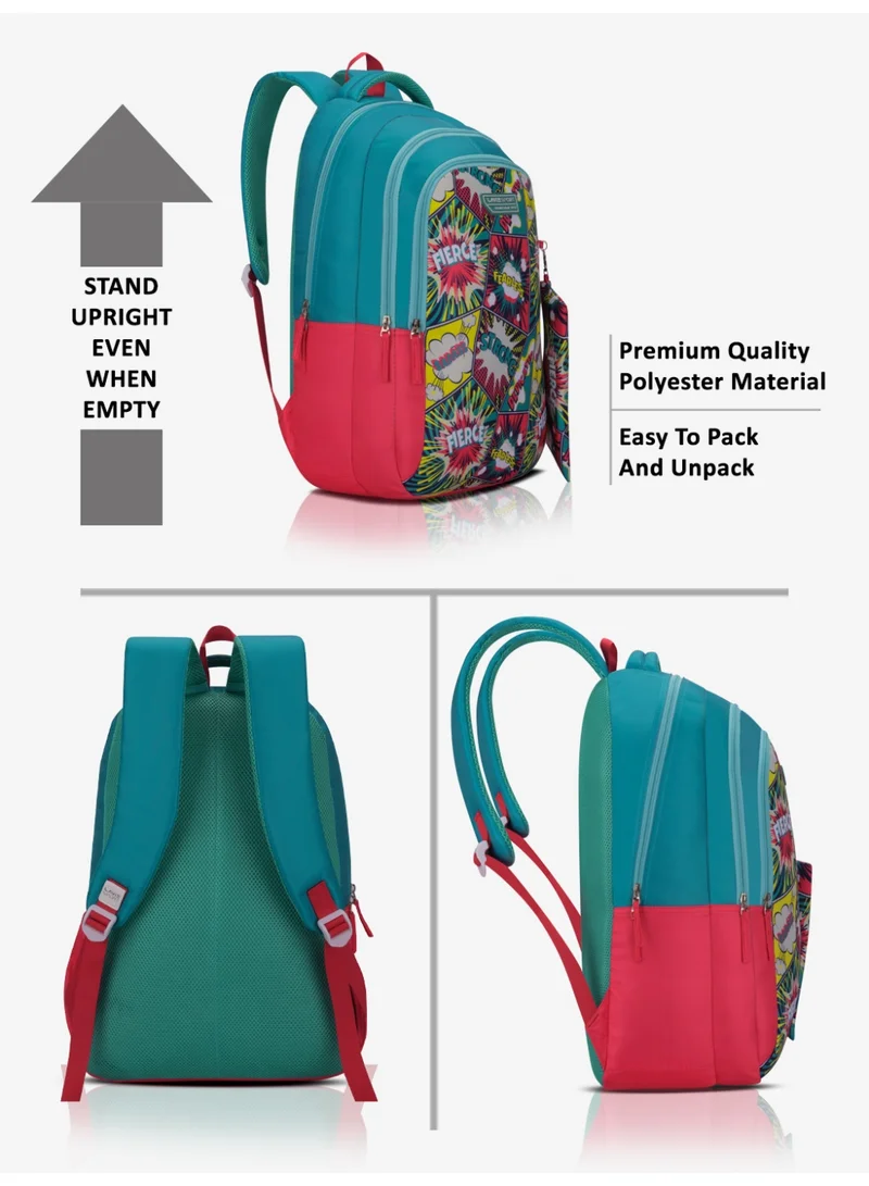 Lavie  Sport 36L Fierce Backpack | 19 inches | Laptop Compatiable | Pencil Pouch |(Pink/Teal)  | Best Price UAE