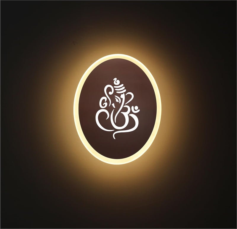 Lamp master Ganpati LED Wall Light - Rose Gold & Frosted Acrylic | 23cm | Warm White | Ideal for Temple, Living Room, Bedroom, Pooja Room, Mandir, Shops, Hotel (Oval - Ganesh - Rose Gold - P1) - Image 4
