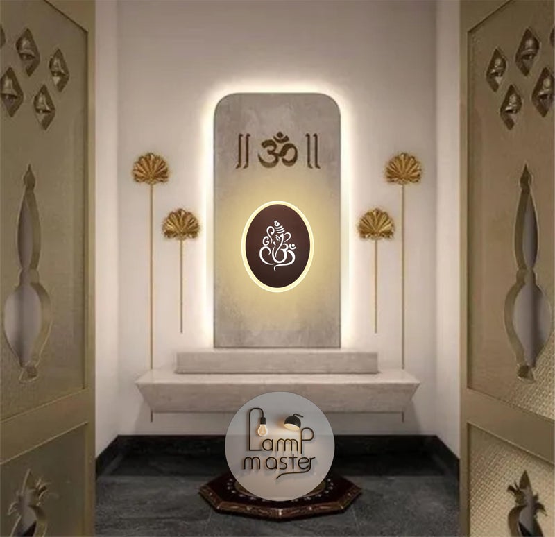 Lamp master Ganpati LED Wall Light - Rose Gold & Frosted Acrylic | 23cm | Warm White | Ideal for Temple, Living Room, Bedroom, Pooja Room, Mandir, Shops, Hotel (Oval - Ganesh - Rose Gold - P1) - Image 3