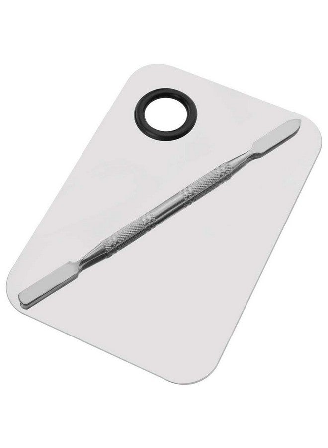 Miamay 6 By 4 Inches Makeup Palette Stainless Steel Palette Cosmetic Artist Mixing Palette With 6 Inches Spatula Tool - Image 2