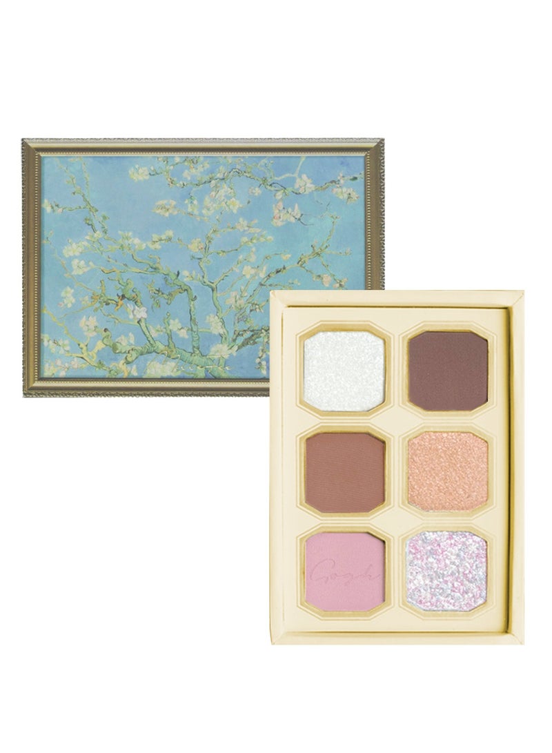 MilleFee Painting Eyeshadow Palette 6 Shades Matte and Shimmer Finishes Pressed Powder Makeup Palette-09 Almond Blossom - Image 1
