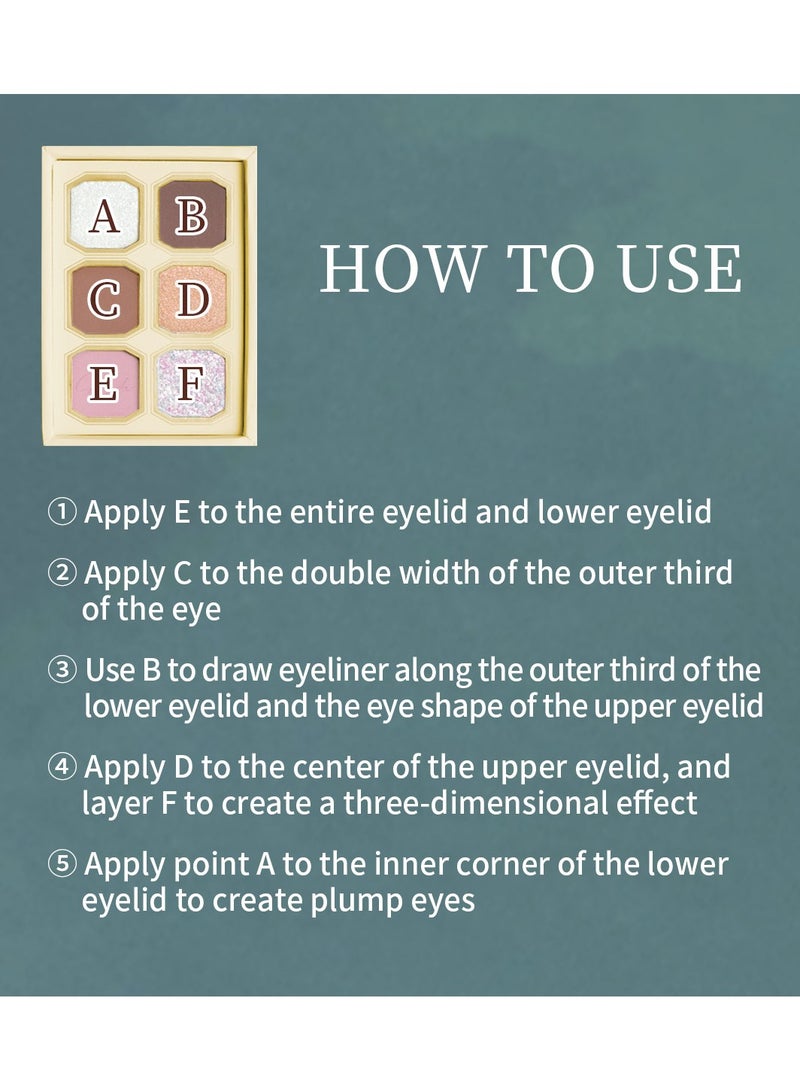 MilleFee Painting Eyeshadow Palette 6 Shades Matte and Shimmer Finishes Pressed Powder Makeup Palette-09 Almond Blossom - Image 5