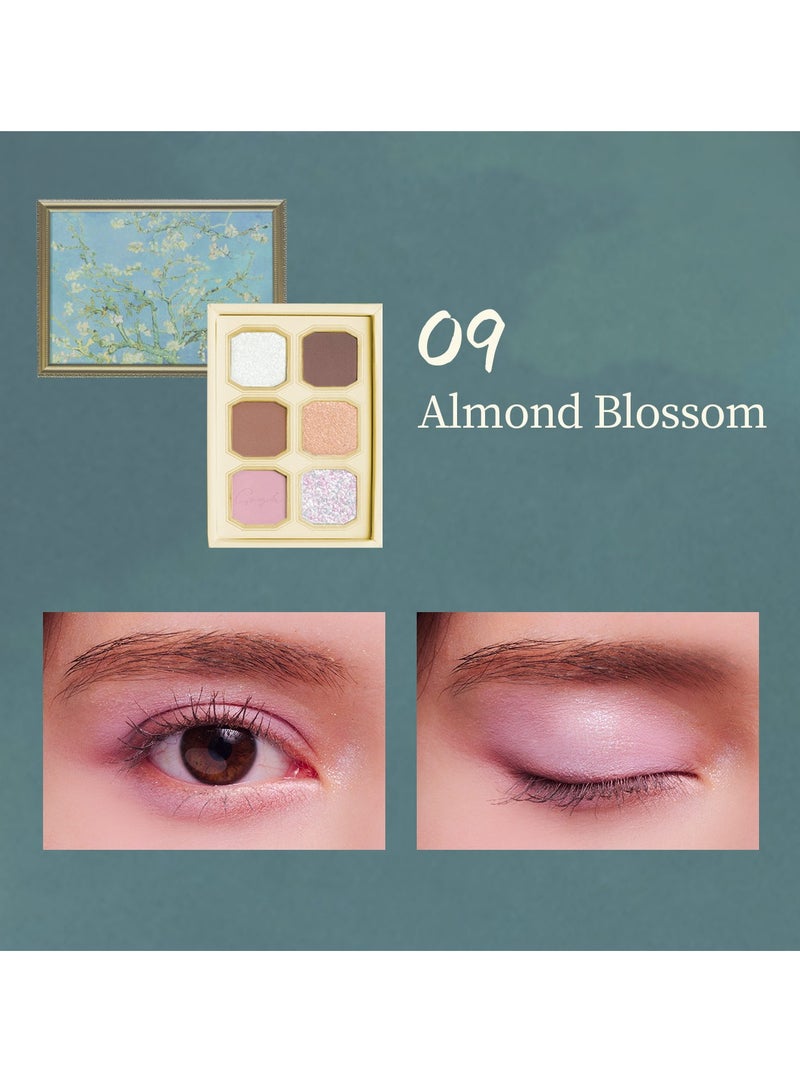 MilleFee Painting Eyeshadow Palette 6 Shades Matte and Shimmer Finishes Pressed Powder Makeup Palette-09 Almond Blossom - Image 4