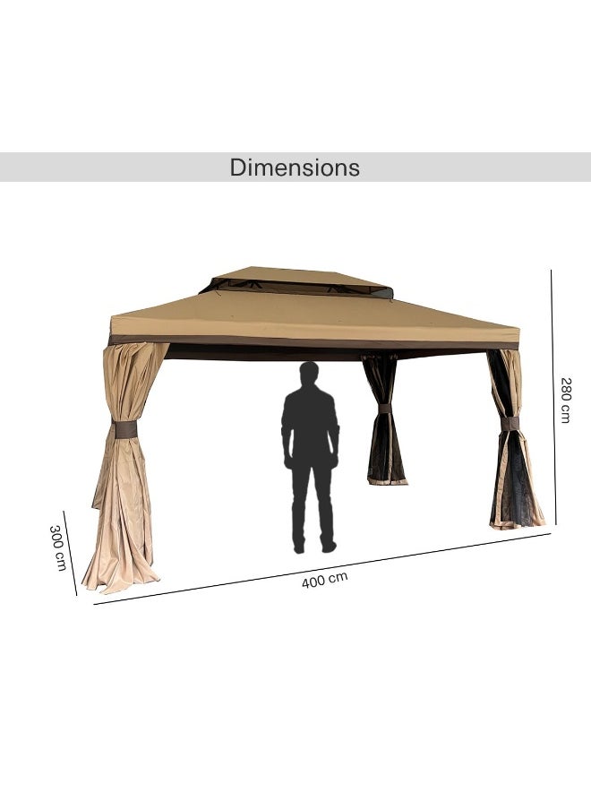 Pan Home Romana Aluminium Gazebo 3X4 M - Biege  - Image 1