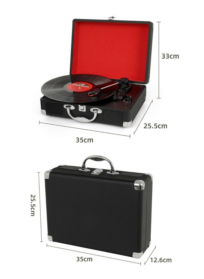 Vinyl Record Player 3-Speed Bluetooth Suitcase Portable Belt-Driven Record Player with Built-in Speakers RCA Line Out AUX in Headphone Jack Vintage Turntable, Black - Image 2