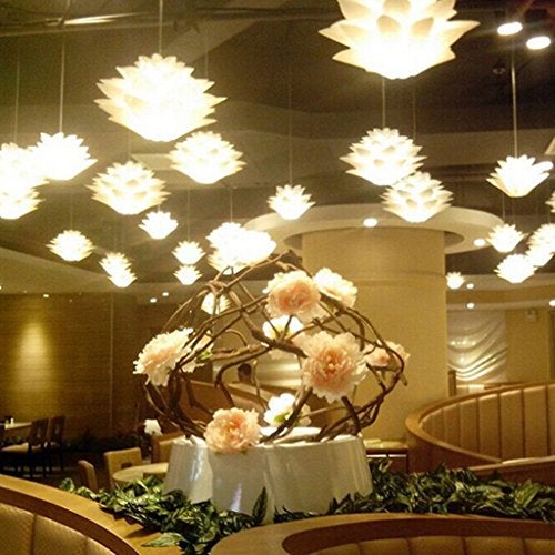Lightingsky DIY IQ Jigsaw Puzzle Toy Lotus Flower Lamp Shade Ceiling Pendant for Room Decoration (White-2 Pack) - Image 3