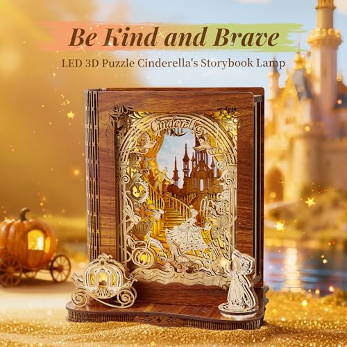 FUNPOLA Cinderella LED 3D Puzzle Nightlight DIY Storybook Book Lamp 3D Wood Puzzle Gifts Home Dcor for Adults - Image 5
