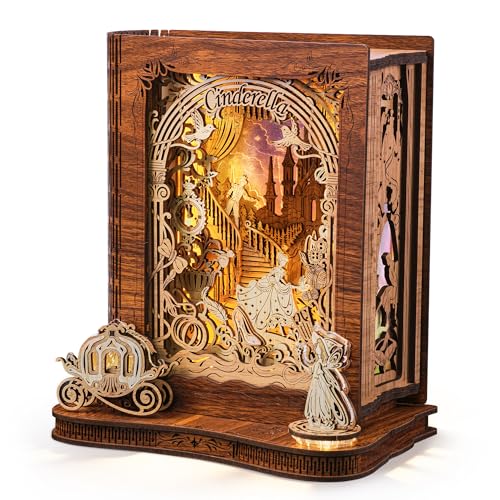 FUNPOLA Cinderella LED 3D Puzzle Nightlight DIY Storybook Book Lamp 3D Wood Puzzle Gifts Home Dcor for Adults - Image 1