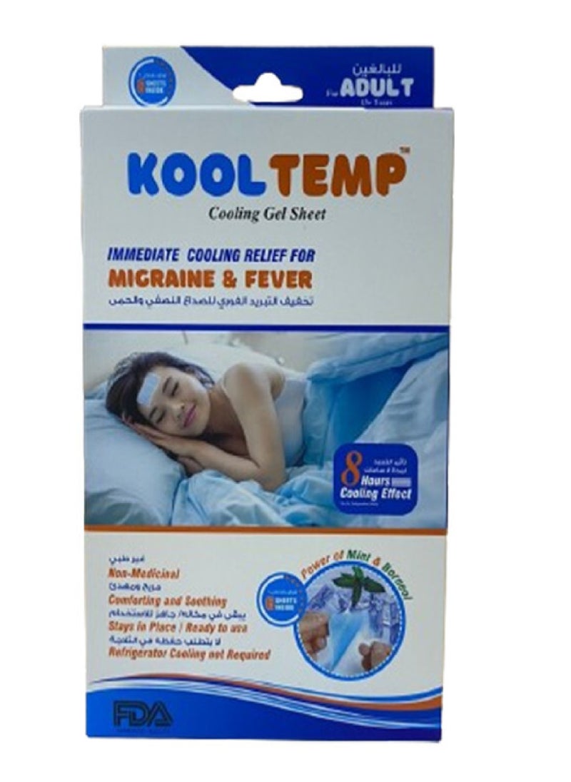 Kool Kool Temp Cooling Gel Sheet for Migraine & Fever 