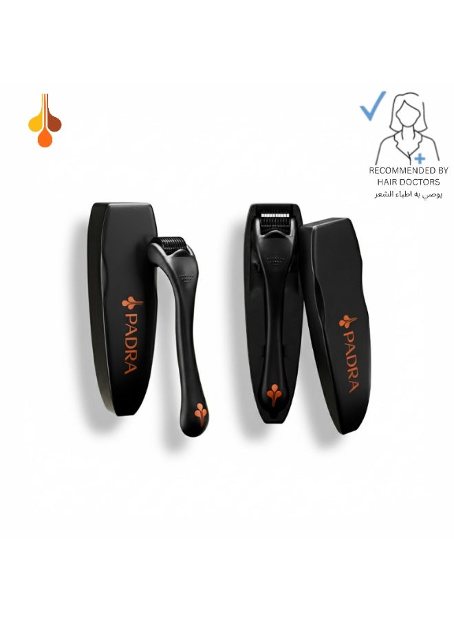 بادرا ديرما رولر للشعر وفروة الرأس 0.25 مم – 540 إبرة تيتانيوم دقيقة | نظام متكامل لنمو الشعر والعناية بالبشرة للرجال والنساء | مع علبة حفظ - Image 1