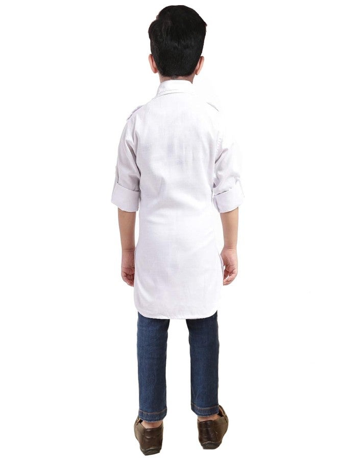 Trender Pathani White Rayon Cotton Only Kurta for Boy's Kids|Ethenic Wear for Children (5-6 Years) - Image 2