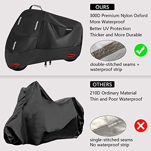 SECELES Mountain Bike Cover, 300D Waterproof Oxford Reflective Tapes 2 Lock Holes Windproof Buckles, Electric Bike Cover for City Mountain Ebike Tour Bicycle (M: 74" * 33" * 39") - Image 4