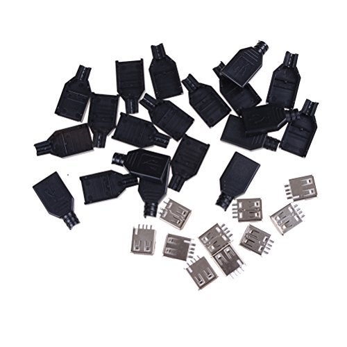 CentIoT - 10pcs Type A FEMALE USB 2.0 - 4 Pin Socket Connector - With Black Plastic Cover - DIY Kit - Image 1