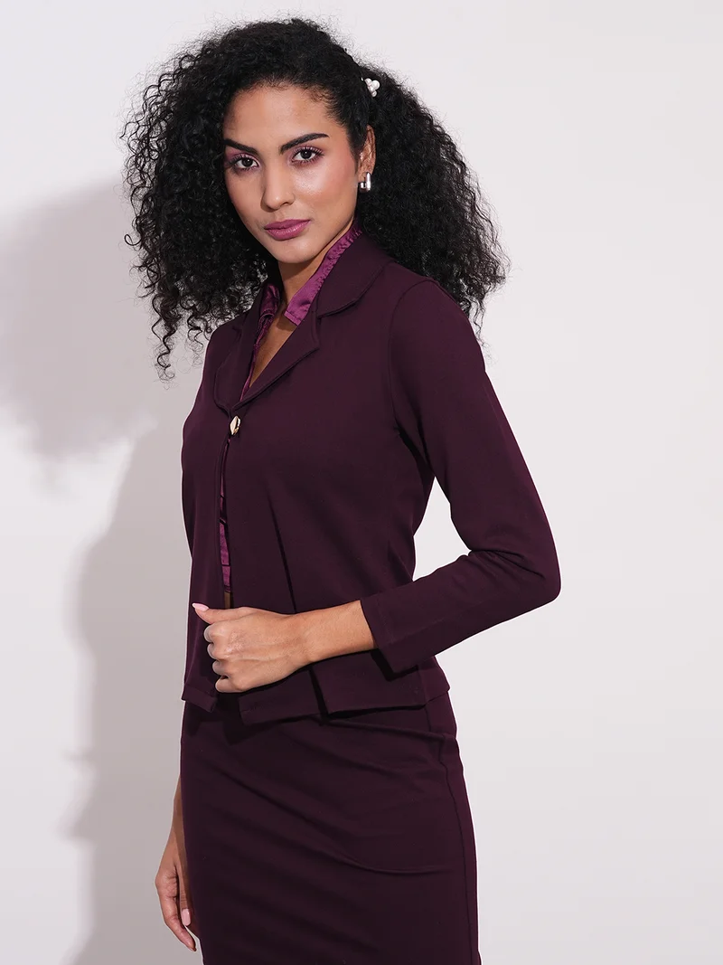 جلو باص جاكيت بليزر نسائي بأكمام طويلة وياقة مشقوقة من جلوبس