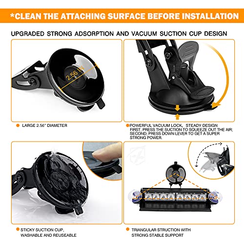 Xprite شريط ضوء التحذير LED الألمنيوم Xprite 16 مع أكواب شفط، ضوء التحذير الوامض للزجاج الأمامي، لوحة القيادة، نافذة التحذير لحالات الطوارئ لمركبات إنفاذ القانون والشاحنات وتحريك حركة المرور - أخضر - Image 2