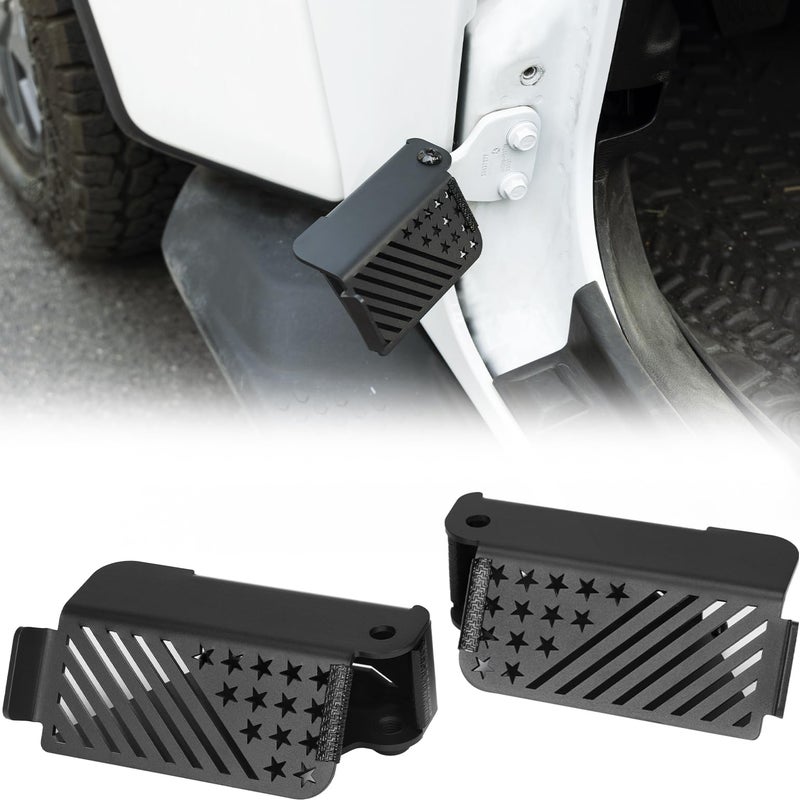 JOYTUTUS Upgraded 120 Wrangler Foot Pegs for Wrangler JK JL Gladiator JT 2007 to 2025 Exterior Door Hinge Metal Powder Coating Rest Pedals with US Flag Foot Rest Kick Panel Accessories