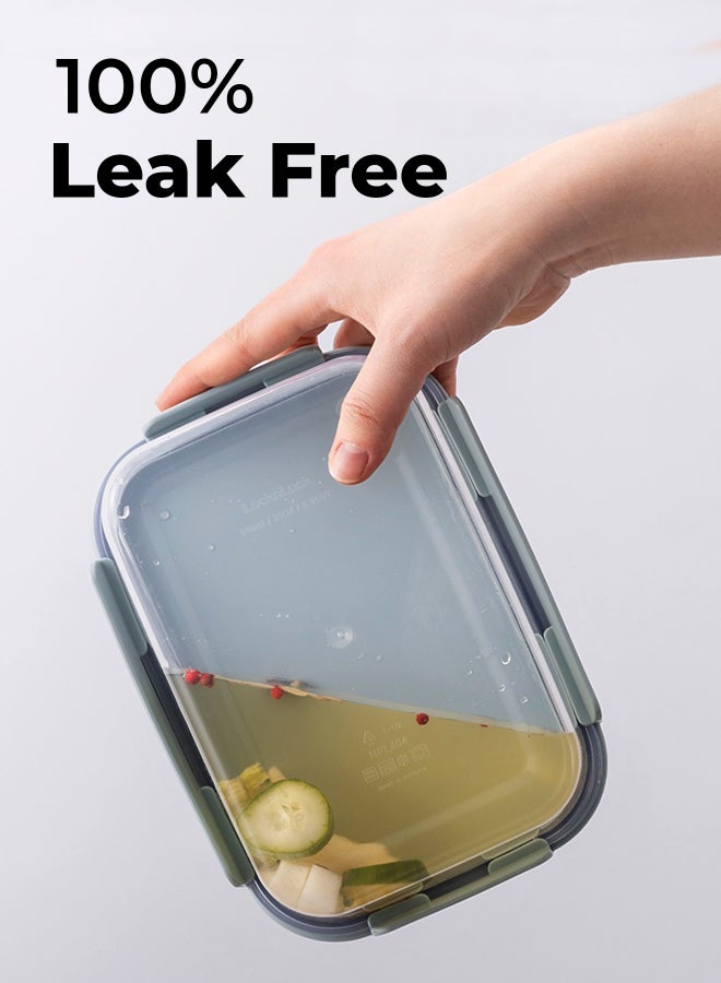 LocknLock حاوية طعام لوكن لوك كلاسيك بلس مربعة – 1.25 لتر باللون النعناعي، قفل من 4 جوانب، قابلة للتكديس ومضادة للتسرب - Image 2