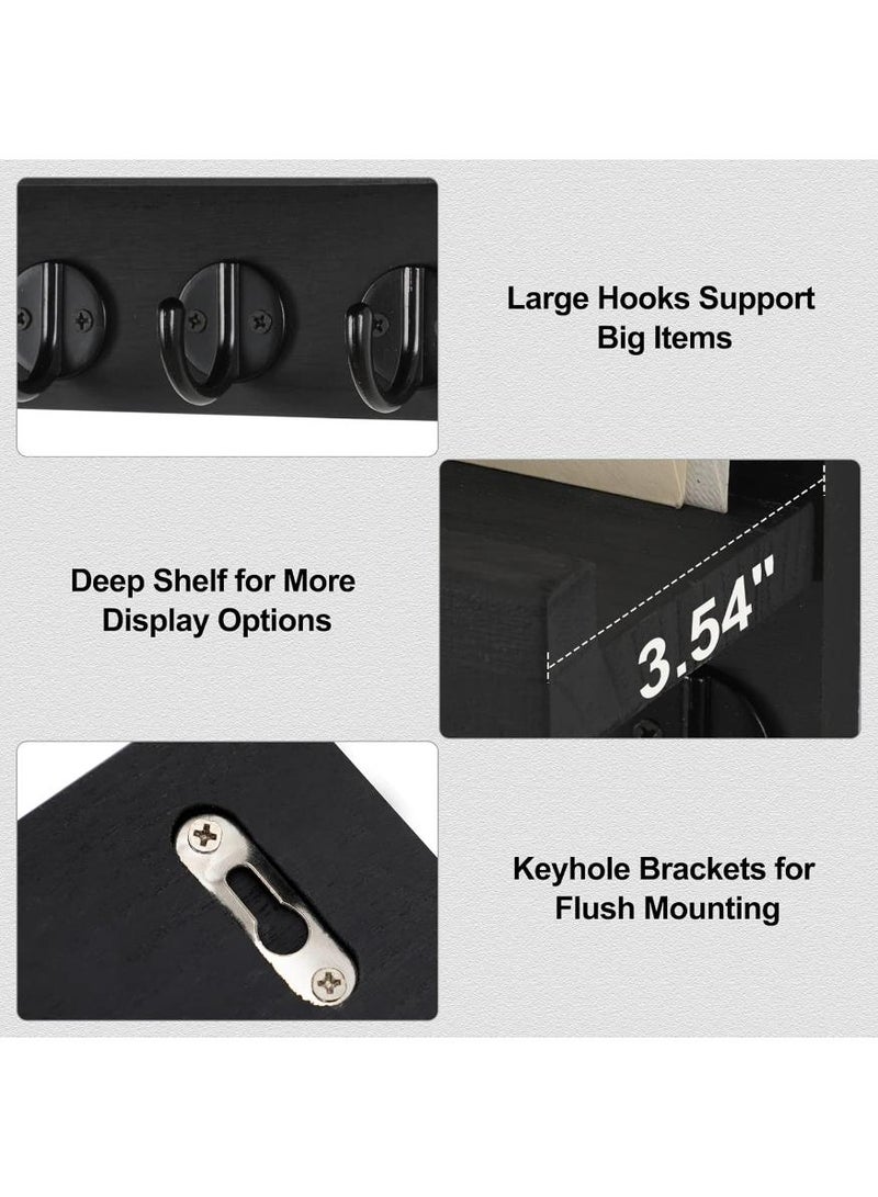 Hayat Comfort Key Holder for Wall, Decorative Key and Mail Holder with Shelf Has Large Hooks for Bags, Coats, Umbrella – Paulownia Wood Key Hanger with Mounting Hardware (25cm x 17cm x 10cm) - Image 4