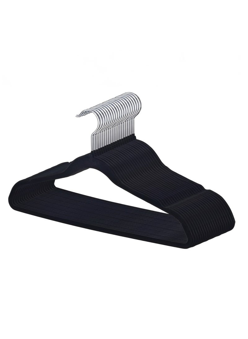 5 Pieces Non-Slip Velvet 360 Degree Swivel Hangers Set Black - Image 1