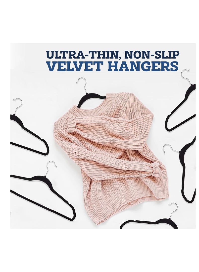 5 Pieces Non-Slip Velvet 360 Degree Swivel Hangers Set Black - Image 3