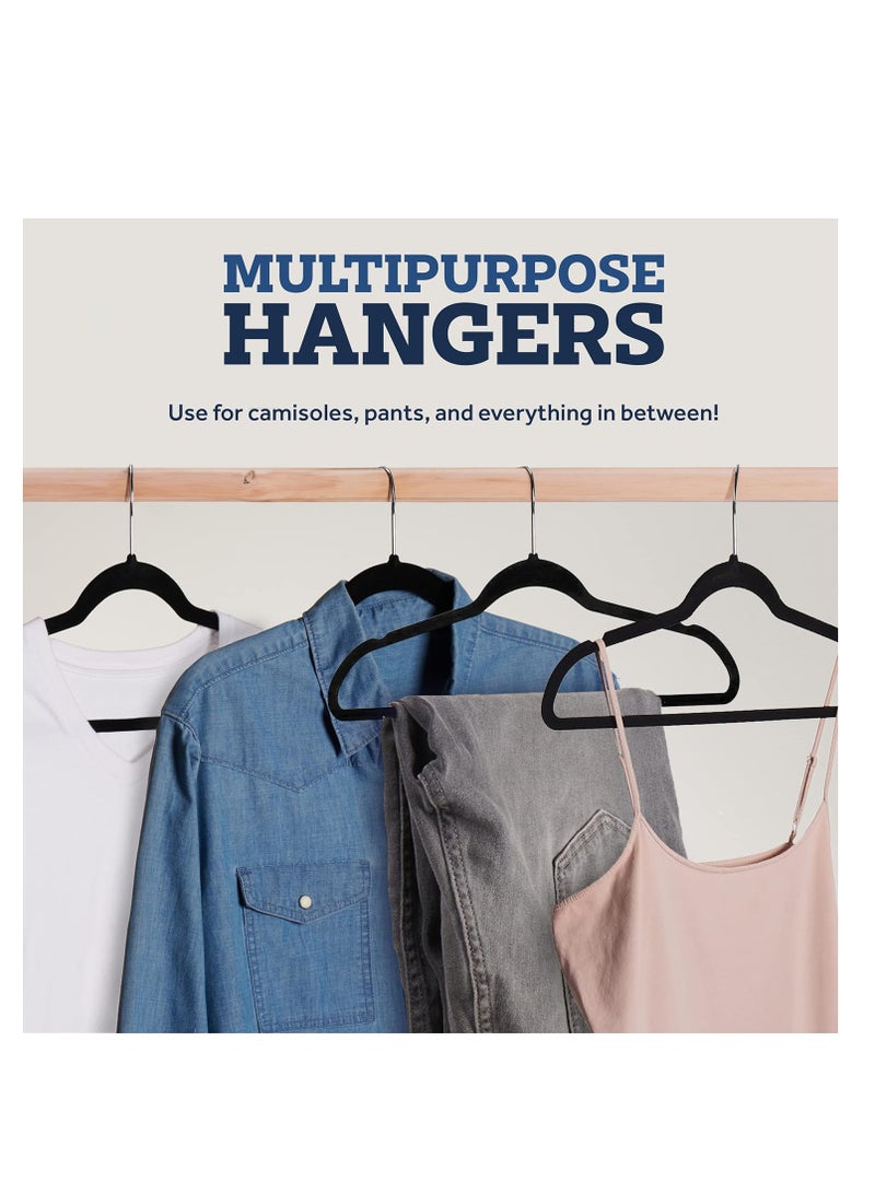 5 Pieces Non-Slip Velvet 360 Degree Swivel Hangers Set Black - Image 4