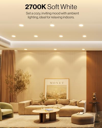 Sunco Lighting Sunco 12 Pack 6 Inch LED Can Lights, Retrofit Recessed Lighting, Smooth Trim, 965 LM, 13W (75W Equivalent), 2700K Soft White, Dimmable, Damp Rated UL. - Image 3
