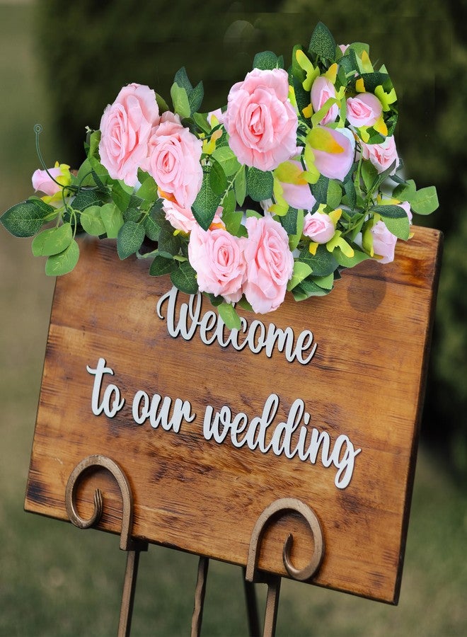 Sggvecsy 6Pcs 15.5Ft Artificial Rose Vine Fake Flower Garland Floral Garland Faux Silk Hanging Vine Rose Ivy Vines for Wedding Arch Party Wall Garden Ceremony Background Outdoor Decor (Pink) - Image 5