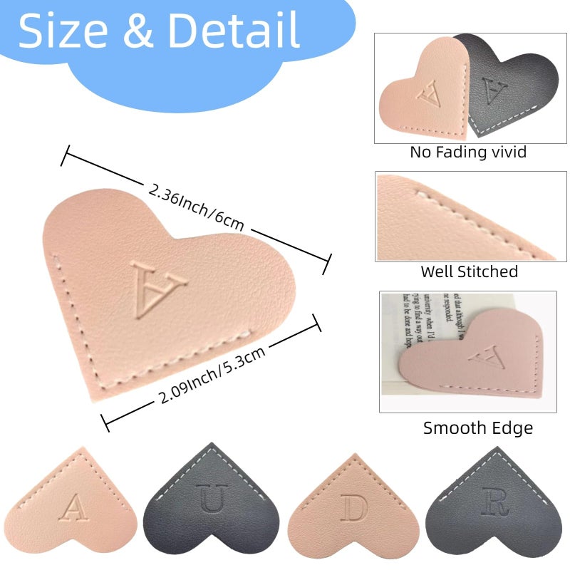 Wayzton Personalized Leather Book Marks, Heart Bookmark, Unique Cute Handmade Letter Bookmarks Accessories for Reading Women, Teacher, Student, Book Lovers Book Mark Gifts (Pink, K) - Image 2