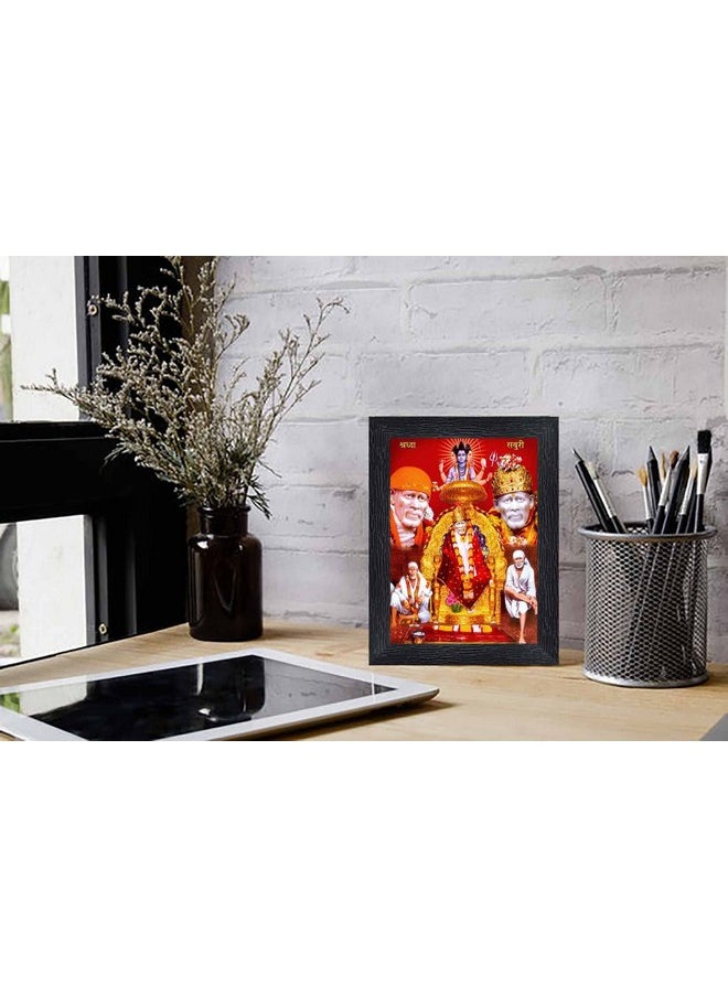 PNF - pnf Poster And Frames Sai Baba Wooden Photo Frame With Acrylic Sheet | For Living, Pooja Room | Home Decoration Item | Best Gifting Option (8x6inch) 223931 - Image 1