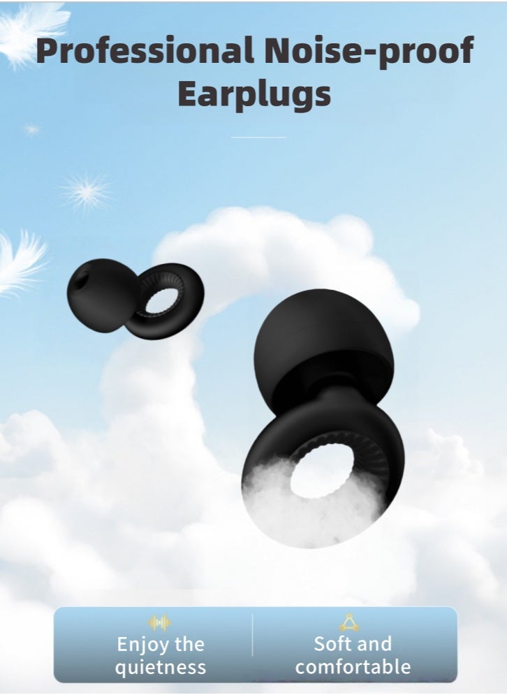 Lullaxx Loop Earplugs for Sleeping, Soft Reusable Hearing Protection in Silicone Ear Plugs with 8 Ear Tips in XS/S/M/L and Storage Case, for Sleep, Noise Sensitivity, Deep Focus, Travel - Black