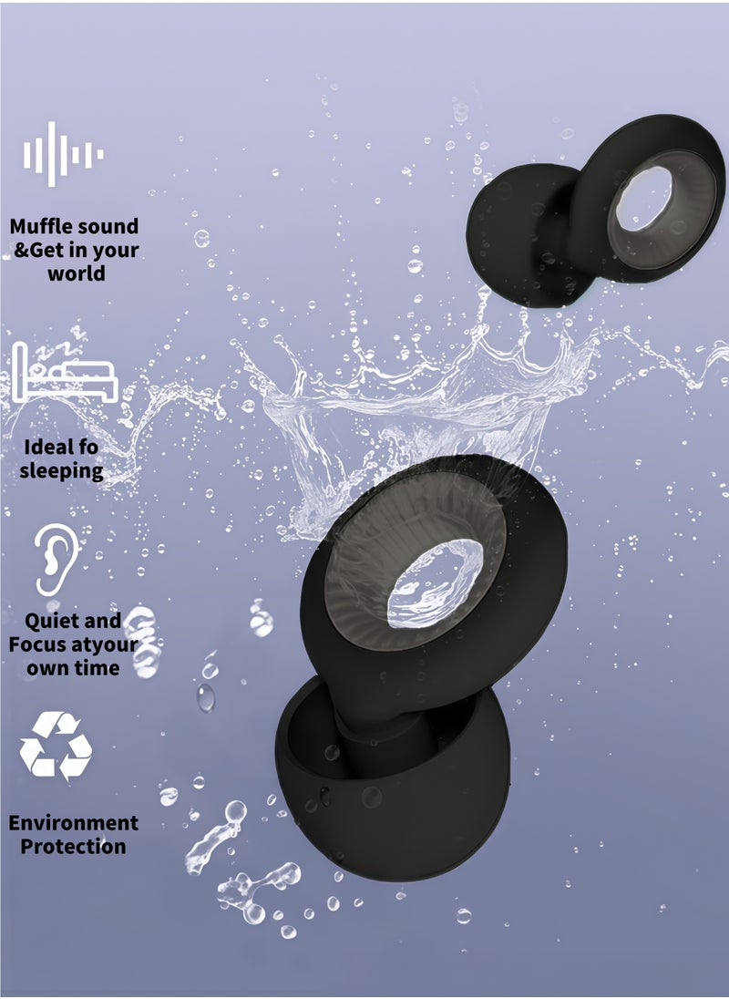 Lullaxx Loop Earplugs for Sleeping, Soft Reusable Hearing Protection in Silicone Ear Plugs with 8 Ear Tips in XS/S/M/L and Storage Case, for Sleep, Noise Sensitivity, Deep Focus, Travel - Black