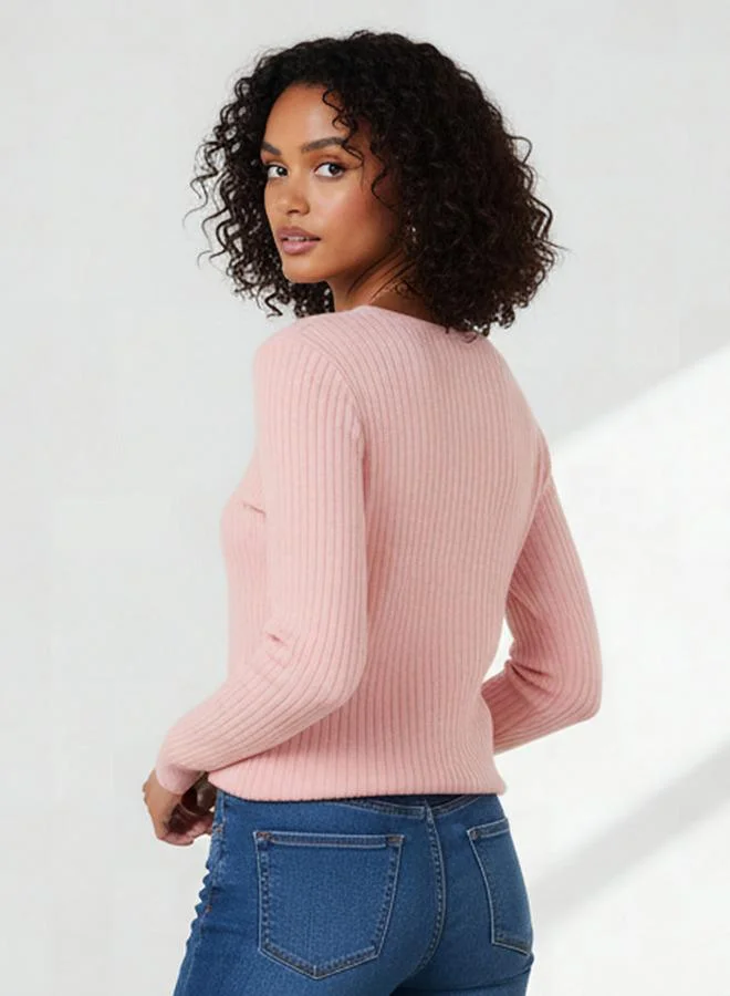 2Xtremz 2Xtremz Slim Fit Textured Round Neck Tricot Sweater