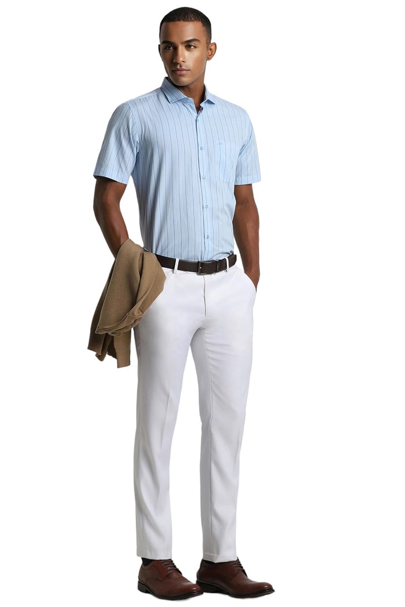 Peter England Men's Polycotton Regular Fit Shirt (PESHWNUPM66336_Blue, 39 - Image 4