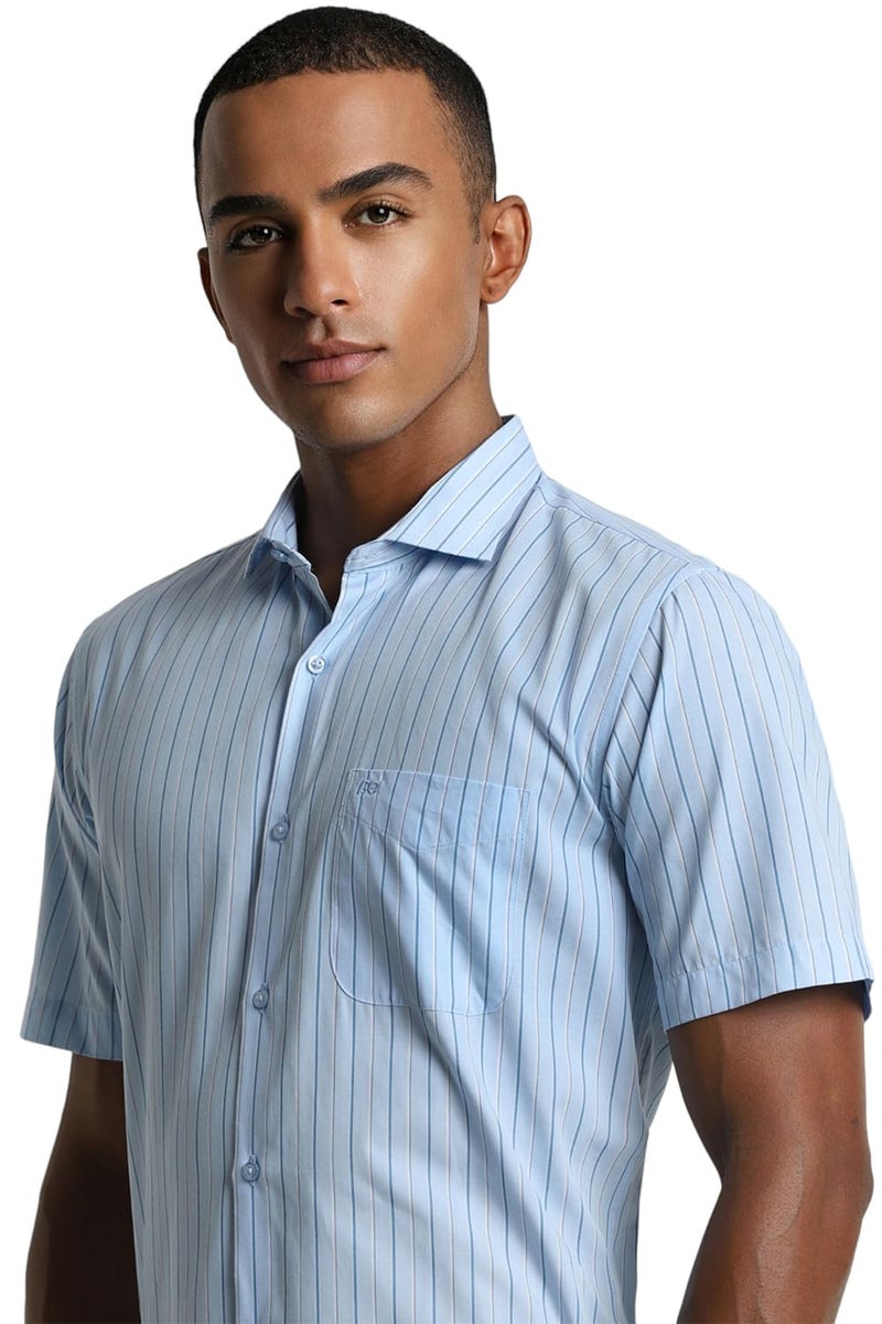 Peter England Men's Polycotton Regular Fit Shirt (PESHWNUPM66336_Blue, 39 - Image 5