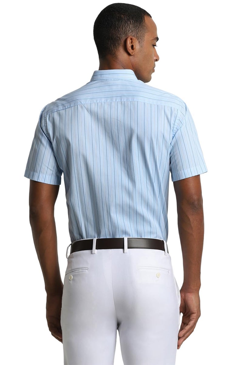 Peter England Men's Polycotton Regular Fit Shirt (PESHWNUPM66336_Blue, 39 - Image 3