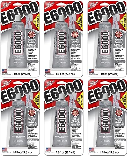 E6000 لاصق صناعي E6000 لزوجة متوسطة طرف دقيق 1 أونصة (عبوة من 6) - Image 1