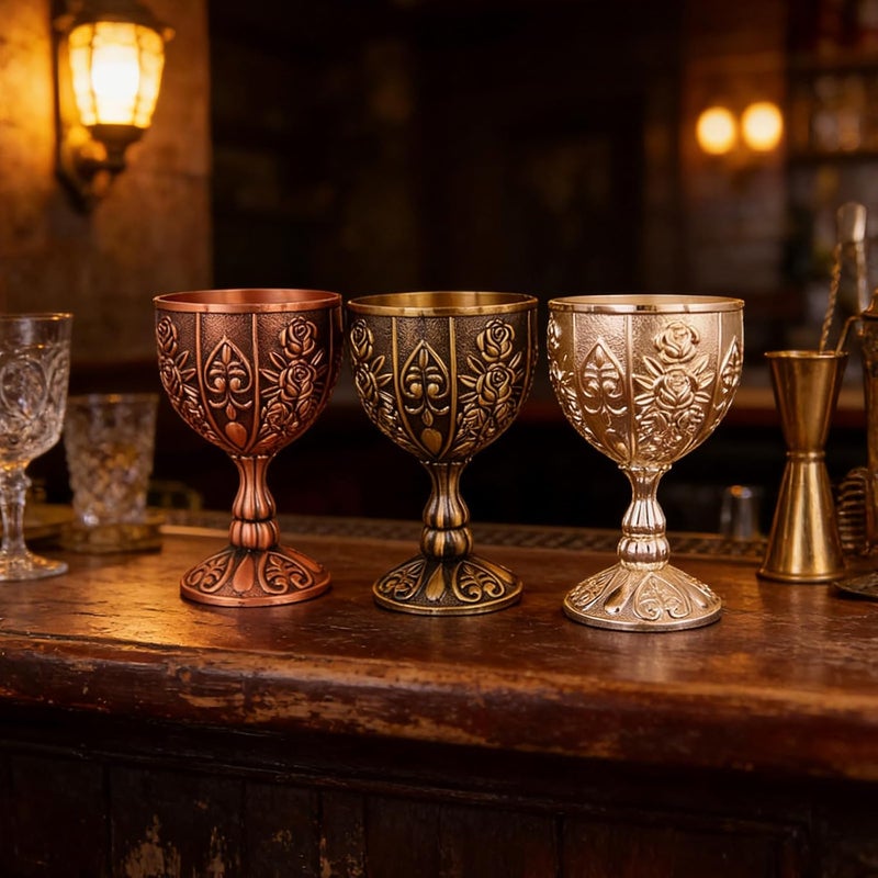 Retro Inspires Engraved Metal Goblet for Cocktails Whiskeys Drinking Cup for Parties and Home Decoration Metal Wine Drinking Cup - Image 4