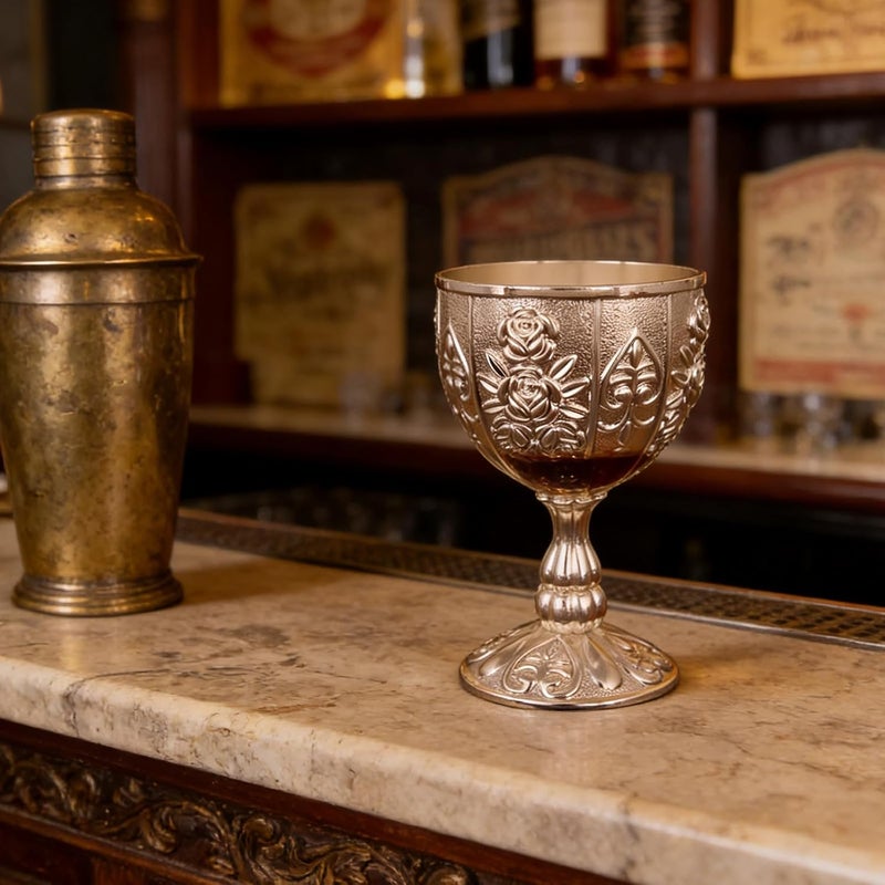 Retro Inspires Engraved Metal Goblet for Cocktails Whiskeys Drinking Cup for Parties and Home Decoration Metal Wine Drinking Cup - Image 3