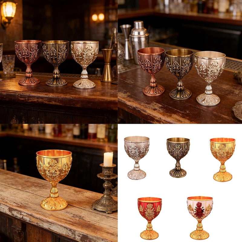 Retro Inspires Engraved Metal Goblet for Cocktails Whiskeys Drinking Cup for Parties and Home Decoration Metal Wine Drinking Cup - Image 2