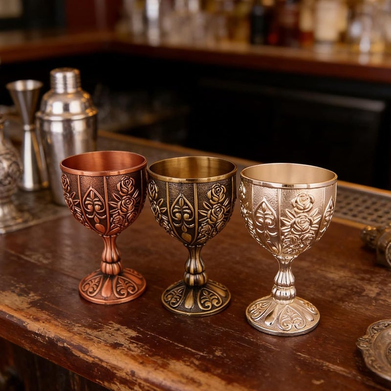Retro Inspires Engraved Metal Goblet for Cocktails Whiskeys Drinking Cup for Parties and Home Decoration Metal Wine Drinking Cup - Image 5