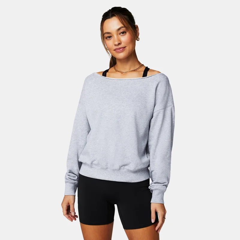 Fabletics Women's Year Round Terry Off-Shoulder Sweatshirt