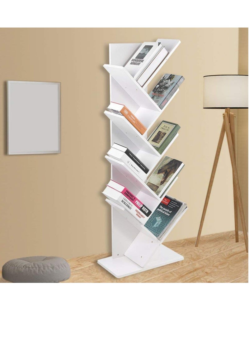 eBasket High Quality Wood Tree Design Bookshelf - 8 Tiers with White Wooden Stand - Image 1