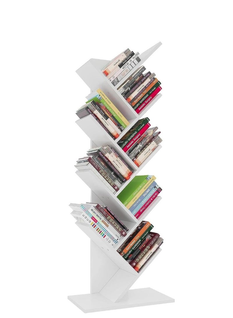 eBasket High Quality Wood Tree Design Bookshelf - 8 Tiers with White Wooden Stand - Image 3