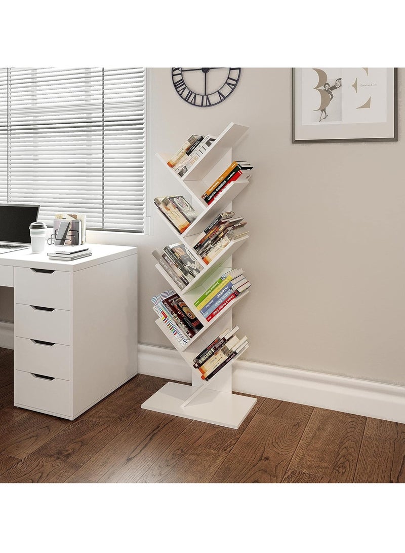 eBasket High Quality Wood Tree Design Bookshelf - 8 Tiers with White Wooden Stand - Image 4