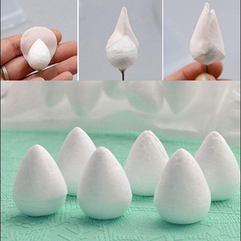 EORTA 80 Pieces Fondant Flower Forming Holders Oval Foam Flower Modeling Support Sugar Fondant Flowers Making Accessories for DIY Sugarcraft Baking Art, Large, 2.5X3.3 CM - Image 1
